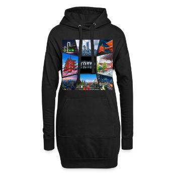 Tokyo, Japon, Asie, Collage, Horizon, Ville, Métropole - Sweat-shirt à capuche long Femme - noir - Devant