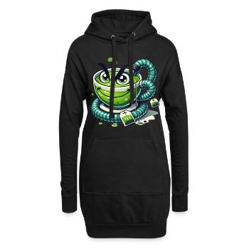 Dessin animé de tasse de thé espiègle drôle - Sweat-shirt à capuche long Femme - noir - Devant
