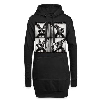 Badass Hase – Rocker Style mit Sonnenbrille - Hoodie-Kleid - Schwarz - Vorne