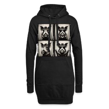 Sanglier avec lunettes de soleil – style rocker - Sweat-shirt à capuche long Femme - noir - Devant