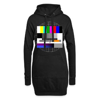 Sendeschluss Sendepause Testbild - Hoodie-Kleid - Schwarz - Vorne
