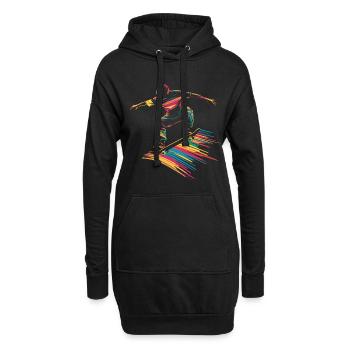 Buntes Skateboard Skating Skateboarding - Hoodie-Kleid - Schwarz - Vorne