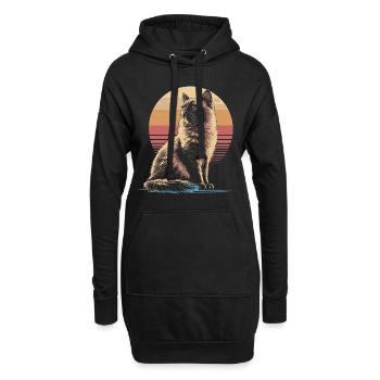 Silhouette de chat birman Vintage Sunset - Sweat-shirt à capuche long Femme - noir - Devant