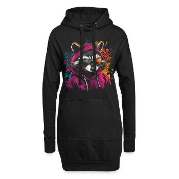 Waschbär mit Sonnenbrille und Hoodie Graffiti Stil - Hoodie-Kleid - Schwarz - Vorne