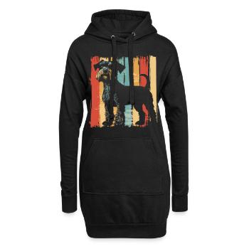 Schnauzer Hund Vintage - Hoodie-Kleid - Schwarz - Vorne