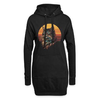 Norwegische Waldkatze Vintage - Hoodie-Kleid - Schwarz - Vorne