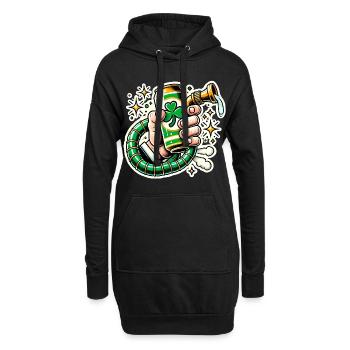 Lustiges St. Patricks Bierdosen-Design - Hoodie-Kleid - Schwarz - Vorne