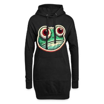 Illustration vintage drôle d'amant de grenouille - Sweat-shirt à capuche long Femme - noir - Devant