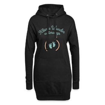 Kleines Wunder unterwegs – Süßes Schwangerschaftsd - Hoodie-Kleid - Schwarz - Vorne