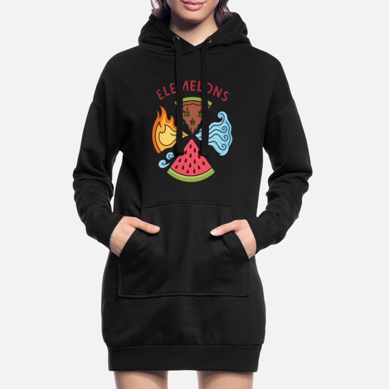 Elemelons Conception élémentaire de pastèque Sweat-shirt à capuche long Femme