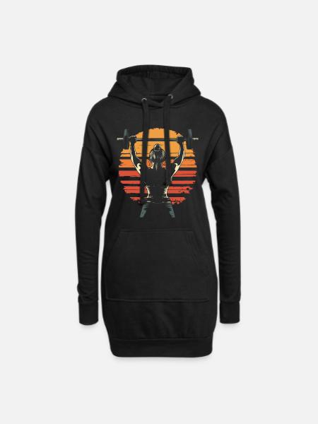 Kraftsport Gewichtheben Frau vintage Silhouette - Hoodie-Kleid - Schwarz