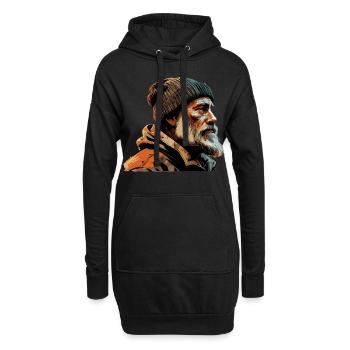 Vieil homme Capitaine Hambourg St Pauli Ouvrier portuaire - Sweat-shirt à capuche long Femme - noir - Devant