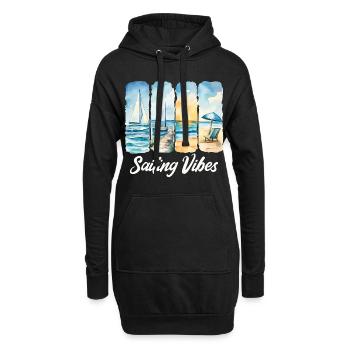 Découvrez l’atmosphère de la navigation en bord de mer - Sweat-shirt à capuche long Femme - noir - Devant