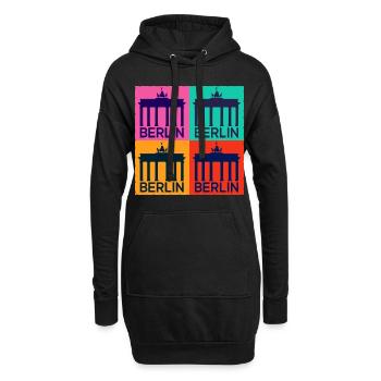 Berlin Skyline Stadt Deutschland Pop Art Style - Hoodie-Kleid - Schwarz - Vorne