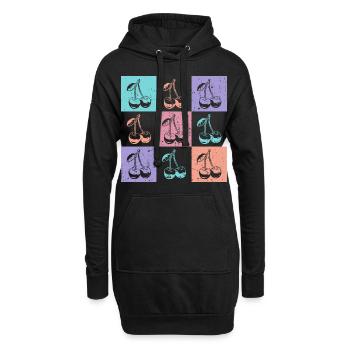 Cerises, couleurs vives de l’été - Sweat-shirt à capuche long Femme - noir - Devant