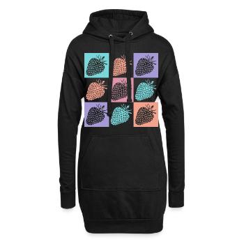 Erdbeeren Bunte Sommerfarben - Hoodie-Kleid - Schwarz - Vorne