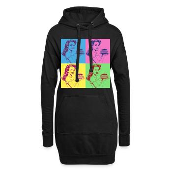 Cuisson Gâteau Cuisson Reine Cuisson Fée Boulanger Pop Art - Sweat-shirt à capuche long Femme - noir - Devant