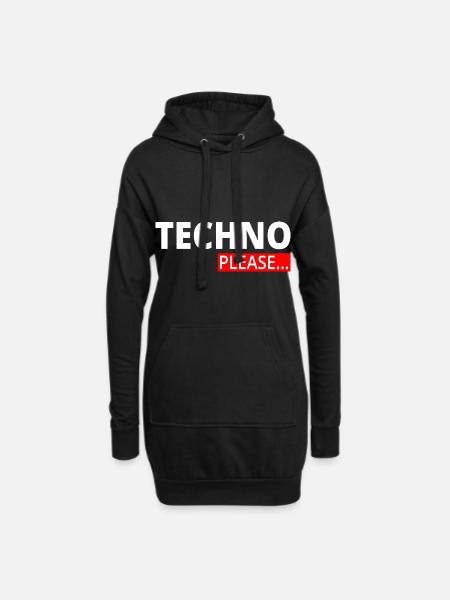 Techno - Techno musk - Rave - Techno please... - Hoodie-Kleid - Schwarz
