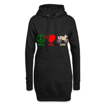 Liegefahrrad Liegerad Fahrrad Peace Love Spruch - Hoodie-Kleid - Schwarz - Vorne