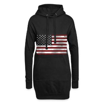 Amerikanische Flagge - Hoodie-Kleid - Schwarz - Vorne