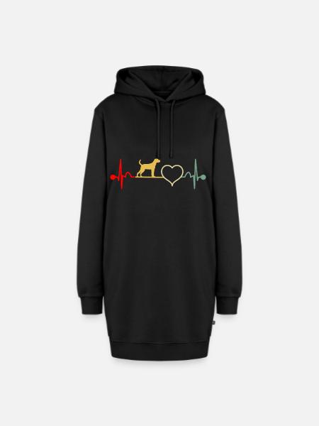 Parson Russell Terrier Herzschlag Retro - Hoodie-Kleid - Schwarz