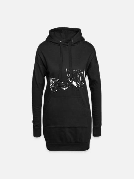 Pferd und Hund - Hoodie-Kleid - Schwarz