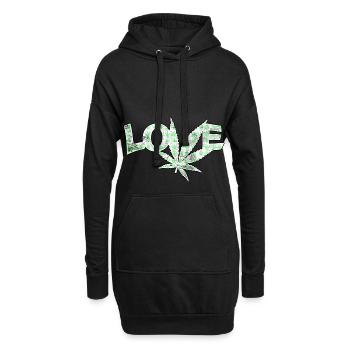 Love cannabis feuille de cannabis - Sweat-shirt à capuche long Femme - noir - Devant
