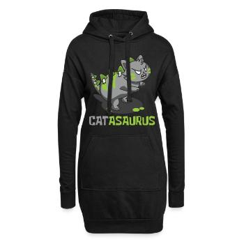 catasaurus rawr dangereux chat dinosaure saurien - Sweat-shirt à capuche long Femme - noir - Devant