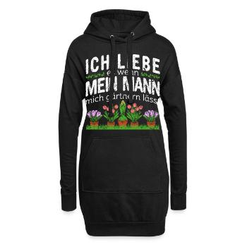 Ich Liebe Mein Mann Gärtnerin Garten - Hoodie-Kleid - Schwarz - Vorne