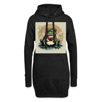 Délicieusement : Grenouille japonaise - Sweat-shirt à capuche long Femme - noir - Devant