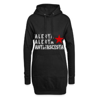 Antifa anti-révolte alerta alerta antifascistes vont! - Sweat-shirt à capuche long Femme - noir - Devant