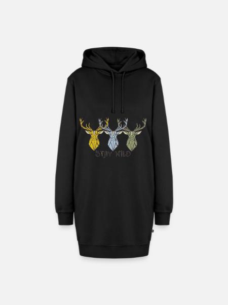 Hirsch - Hoodie-Kleid - Schwarz