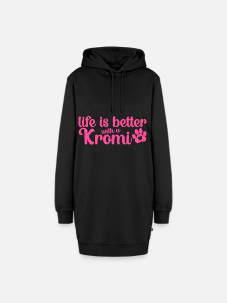 Kromfohrländer Kromi Hund Mama Life is Better Pink - Hoodie-Kleid - Schwarz