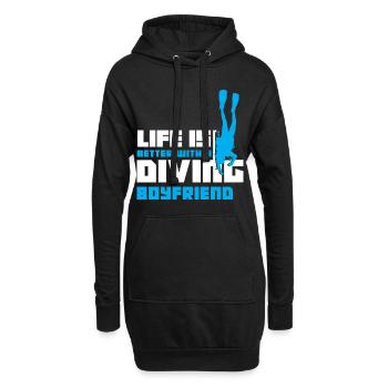 Relation cadeau plongée petite amie - Sweat-shirt à capuche long Femme - noir - Devant