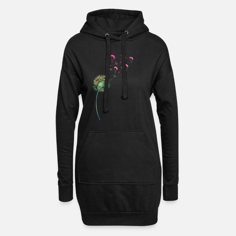 Regenbogen Pusteblume Löwenzahn Gleitschirm - Hoodie-Kleid - Schwarz