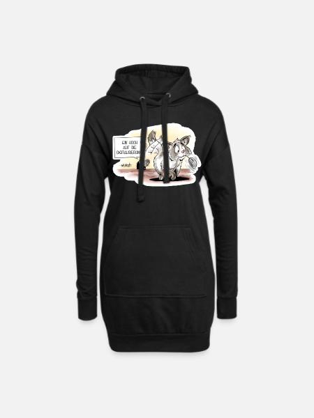 Katzen Digitalisierung - Hoodie-Kleid - Schwarz