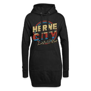 Herne Deutschland Stadt Schrift 80er Stil - Hoodie-Kleid - Schwarz - Vorne
