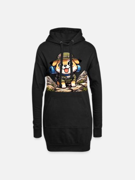 Dog Hiking Adventure Pup Apparel - Hoodie Dress - black