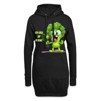 Stay Green - Vegan Food Broccoli Design - Sweat-shirt à capuche long Femme - noir - Devant