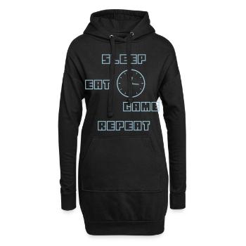Eat Sleep Game Repeat Gamer Geschenk Computerspiel - Hoodie-Kleid - Schwarz - Vorne
