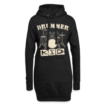 Drummer Kid - Hoodie-Kleid - Schwarz - Vorne