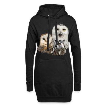 Nächtliche Raubvögel - Hoodie-Kleid - Schwarz - Vorne