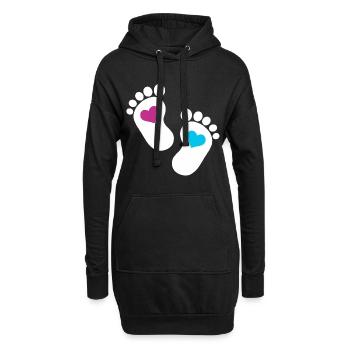 Bébé pieds parents enfant en bas âge fils enceinte - Sweat-shirt à capuche long Femme - noir - Devant