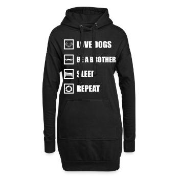 Dog Brother Sleep Repeat - Hoodie Dress - black - Front