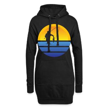 Angler Retro Angeln Angelhaken Fischen Geschenk - Hoodie-Kleid - Schwarz - Vorne