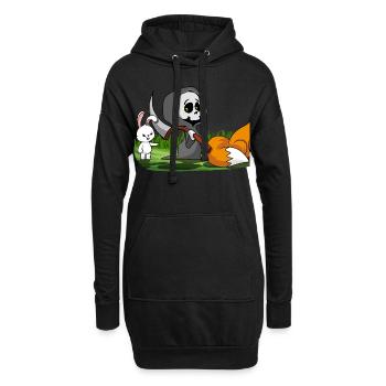 Kleiner Hase bestellt Sensenmann - Hoodie-Kleid - Schwarz - Vorne