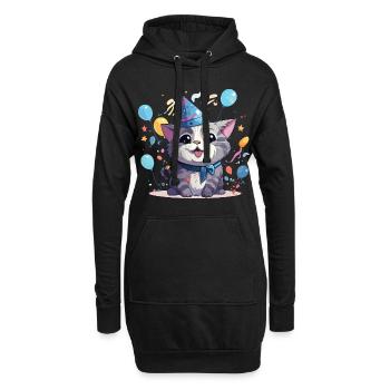 Réveillon du Nouvel An Chat Bonne Année Fête du Nouvel An Célébration - Sweat-shirt à capuche long Femme - noir - Devant