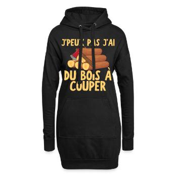 J peux pas j ai du bois à couper - Sweat-shirt à capuche long Femme - noir - Devant