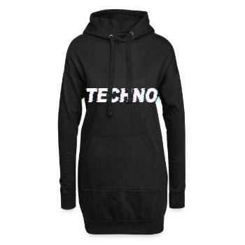 Techno - Techno music - Raver - Rave - Festival - Hoodie-Kleid - Schwarz - Vorne