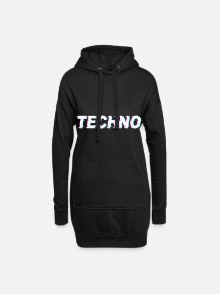 Techno - Techno music - Raver - Rave - Festival - Hoodie-Kleid - Schwarz